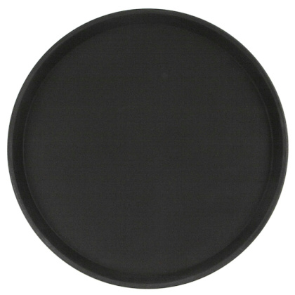 Поднос прорезиненный круглый 350х25 мм черный [1400CT Black]