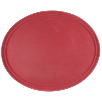 Поднос прорезиненный овальный 680х45 мм бордовый [2700CT Dark red]